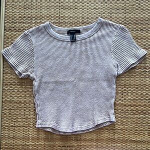 Forever 21 Pink Ribbed Crop T-Shirt